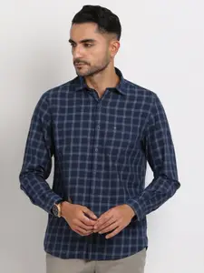 Turtle Relaxed Slim Fit Checked Spread Collar Pure Cotton Casual Shirt