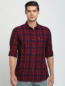 Turtle Relaxed Slim Fit Tartan Checked Spread Collar Pure Cotton Casual Shirt