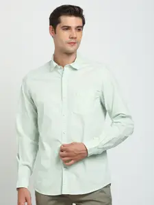 Turtle Spread Collar Long Sleeves Relaxed Slim Fit Cotton Casual Shirt