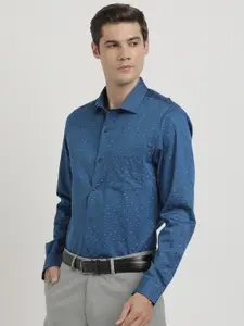 Turtle Men Classic Slim Fit Opaque Printed Formal Shirt