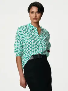Marks & Spencer Geometric Printed Spread Collar Casual Shirt