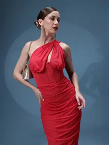 bebe Brighter Basics One-Shoulder Ruched Bodycon Midi Dress