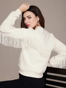 bebe Fringed Detailed Sweatshirt