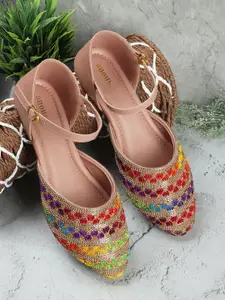 Anouk Women Embroidered Ethnic Mojaris With Buckles