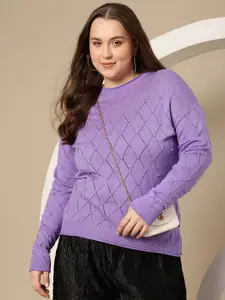 Sztori Plus Size Acrylic Pullover with Embellished Detail