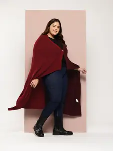 Sztori Plus Size Pure Acrylic Colourblocked Longline Poncho