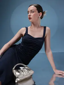 bebe Future Glam Ruched A-Line Dress