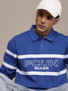 FCUK Pure Cotton Brand Logo Printed Polo Collar Sweatshirt