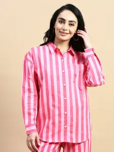 De Moza Women Opaque Striped Casual Shirt