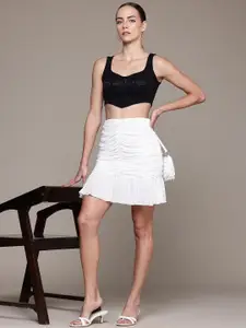 bebe Soft Romance Ruched A-Line Skirt