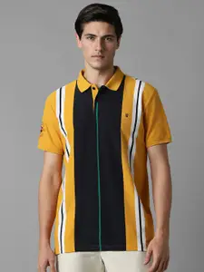 Louis Philippe Sport Men Striped Polo Collar Pockets Slim Fit T-shirt