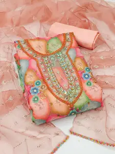 KIMISHA Embellished Organza Unstitched Dress Material