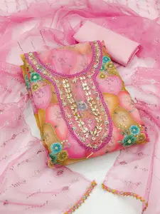 KIMISHA Embellished Organza Unstitched Dress Material