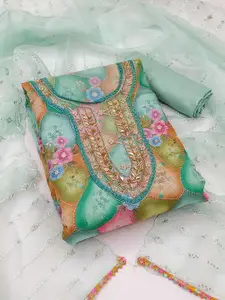 KIMISHA Embellished Organza Unstitched Dress Material