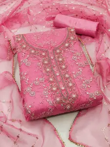 KIMISHA Women Embellished Organza Unstitched Dress Material