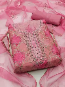 KIMISHA Embellished Organza Unstitched Dress Material