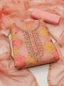 KIMISHA Women Embellished Organza Unstitched Dress Material