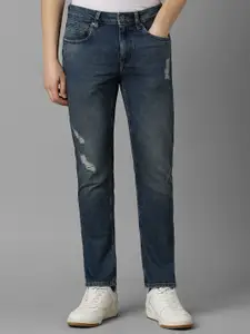 Louis Philippe Jeans Men Slim Fit Mid-Rise Mildly Distressed Cotton Light Fade Jeans