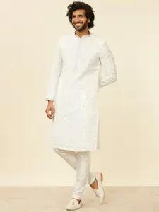 Manyavar Men Floral Embroidered Regular Kurta with Pyjamas