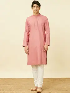Manyavar Men Woven Design Mandarin Collar Self design  Kurta
