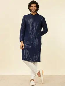 Manyavar Men Floral Embroidered Regular Sequinned Kurta with Pyjamas