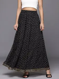 Varanga Women Bandhani Printed Gotta Patti Detail Flared Maxi Skirt