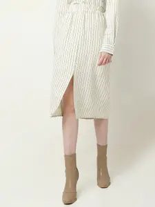 Vero Moda Striped Straight Midi Skirt