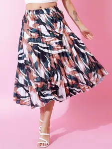 OTABU Printed Flared Midi Skirt