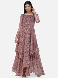 SCORPIUS Floral Print Chiffon Maxi Dress