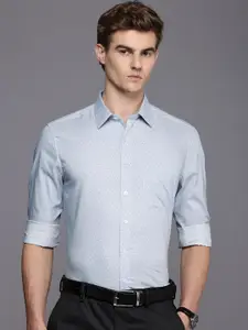 Louis Philippe Men Slim Fit Opaque Printed Pure Cotton Formal Shirt