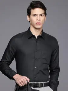 Louis Philippe Slim Fit Geometric Self Designed Pure Cotton Formal Shirt