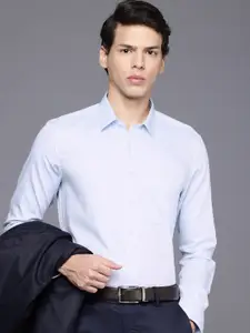 Louis Philippe Pure Cotton Self Design Slim Fit Opaque Formal Shirt