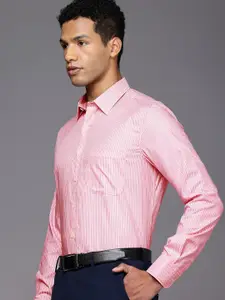 Louis Philippe Pure Cotton Slim Fit Opaque Striped Formal Shirt