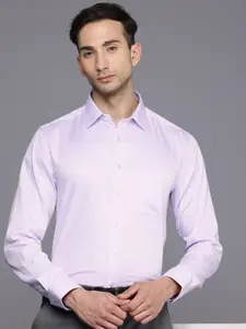 Louis Philippe Slim Fit Geometric Self Designed Pure Cotton Formal Shirt