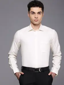 Louis Philippe Men Cotton Wrinkle Resistant Regular fit Cream Solid Formal Shirt