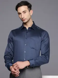 Louis Philippe Slim Fit Geometric Self Designed Pure Cotton Formal Shirt