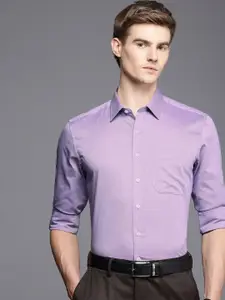 Louis Philippe Slim Fit Cutaway Collar Pure Cotton Formal Shirt