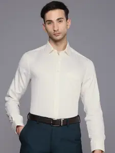 Louis Philippe Slim Fit Geometric Self Designed Pure Cotton Formal Shirt