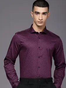 Louis Philippe Ath.Work Pure Cotton Super Slim Fit Opaque Printed Semiformal Shirt