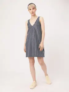 DressBerry Plunge Neck Striped Sheath Dress
