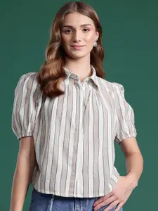 DressBerry Basics Pure Cotton Opaque Striped Casual Shirt