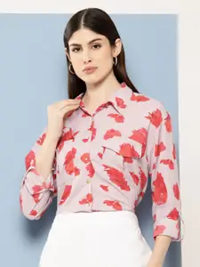 Chemistry Printed Roll-Up Sleeve Casual Shirt