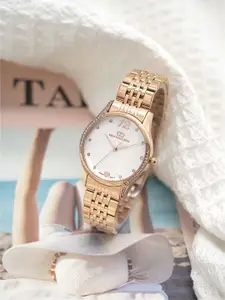 GIO COLLECTION Women Embellished Dial & Stainless Steel Straps Analogue Watch G3063-22