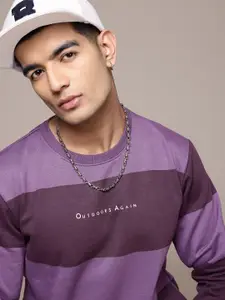 The Roadster Lifestyle Co. Men Striped Sweatshirt