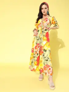 SCORPIUS Floral Print Maxi Dress