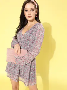 SCORPIUS Floral Print Chiffon Dress