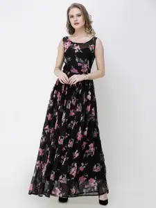 SCORPIUS Floral Print Chiffon Maxi Dress