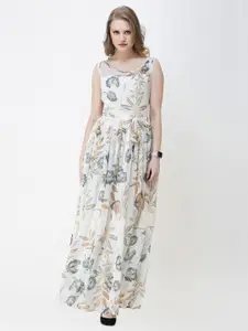 SCORPIUS Floral Print Chiffon Maxi Dress