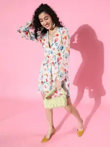 SCORPIUS Floral Print Chiffon Mini Dress