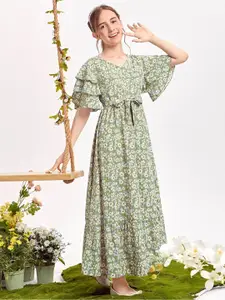 BAESD Floral Print Flared Sleeve Maxi Dress